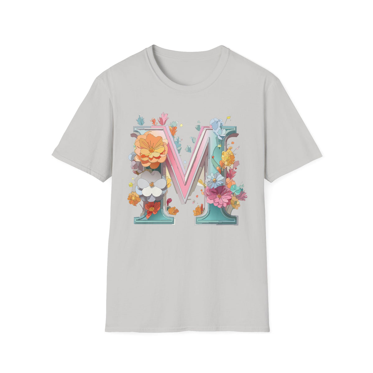 Floral Letter M Shirt | Monogram Initial Tee, Botanical Alphabet