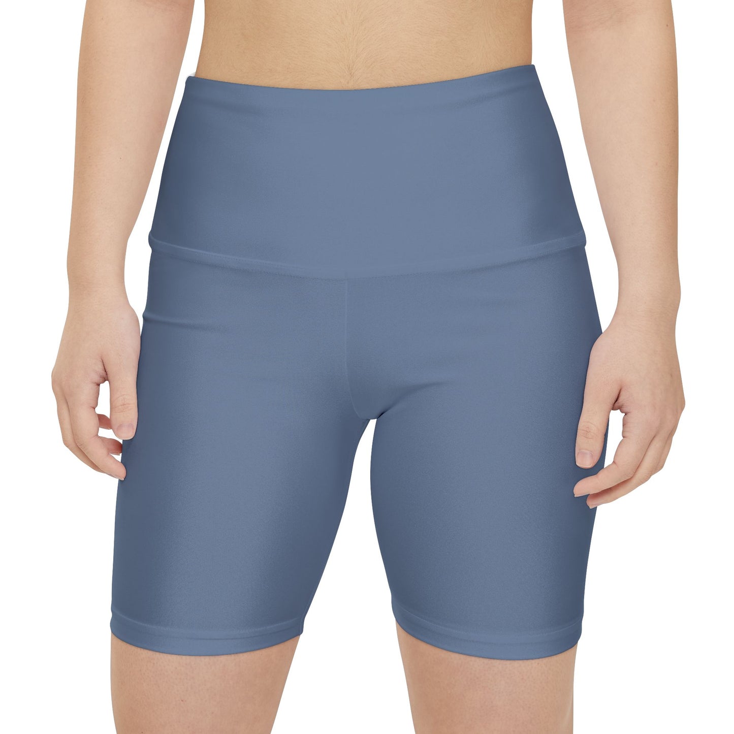 Ash Blue Women's Workout Shorts — Solid High-Waist Biker Shorts for Exercise & Everyday Wear