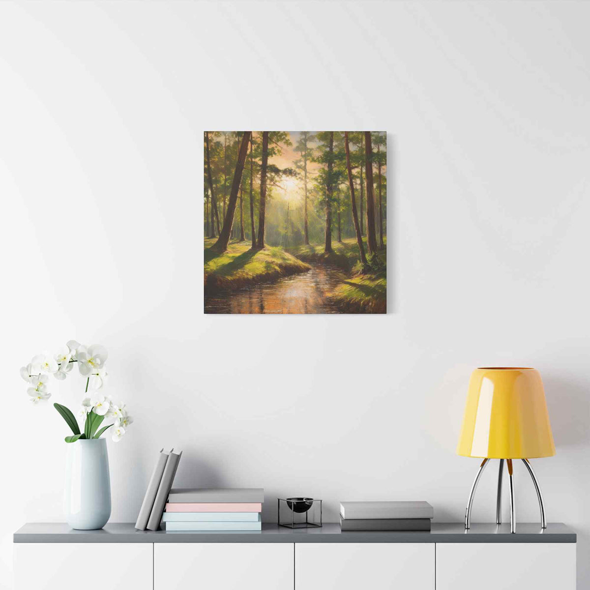 Forest Print Canvas, Trees Oil Paint Print 20x20, 24x24, 30x30, 32x32, 36x36 Art Design Print Pine-Wood Inner Frame MC-73