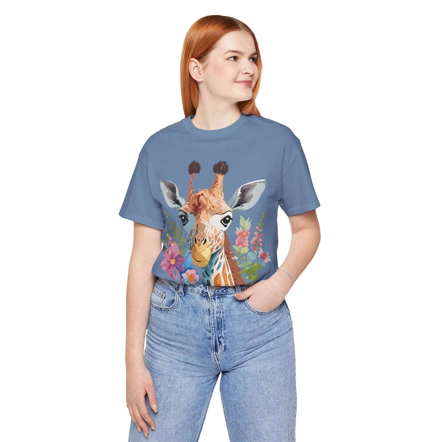 Giraffe Graphic Unisex 100 Cotton Vintage Animal Art T-Shirt 3