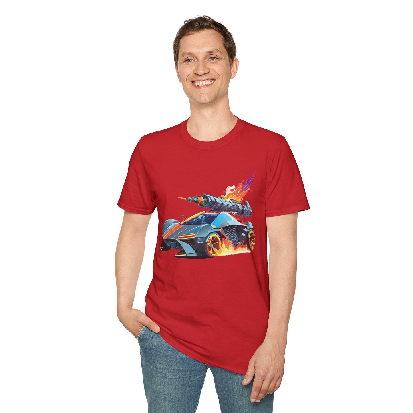 Car Graphic Unisex Cotto Softstyle Art Design with Hot Wheels Artwork Tee 5