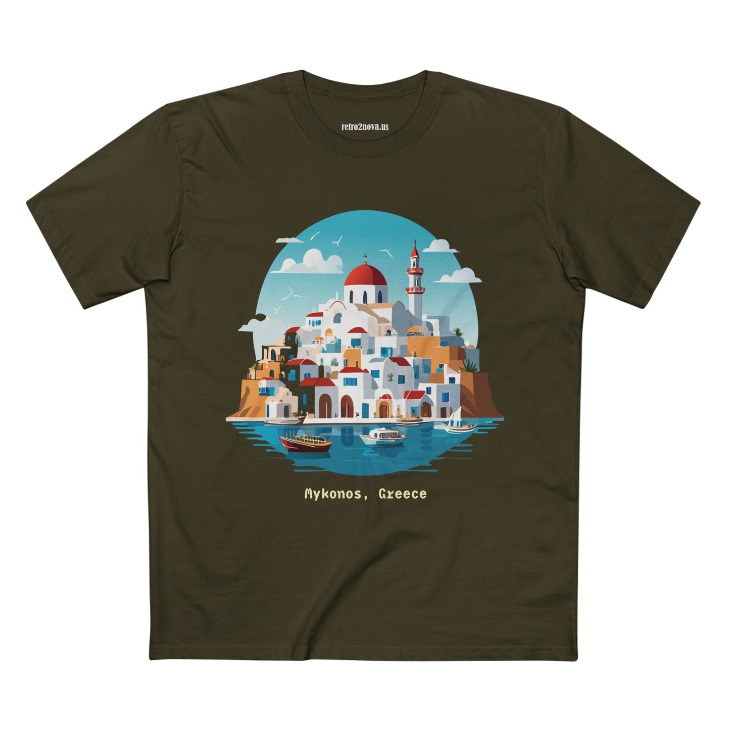 Greece Travel Shirt Unisex Premium Cotton Tee With Original Art Design Retro2Nova TT41