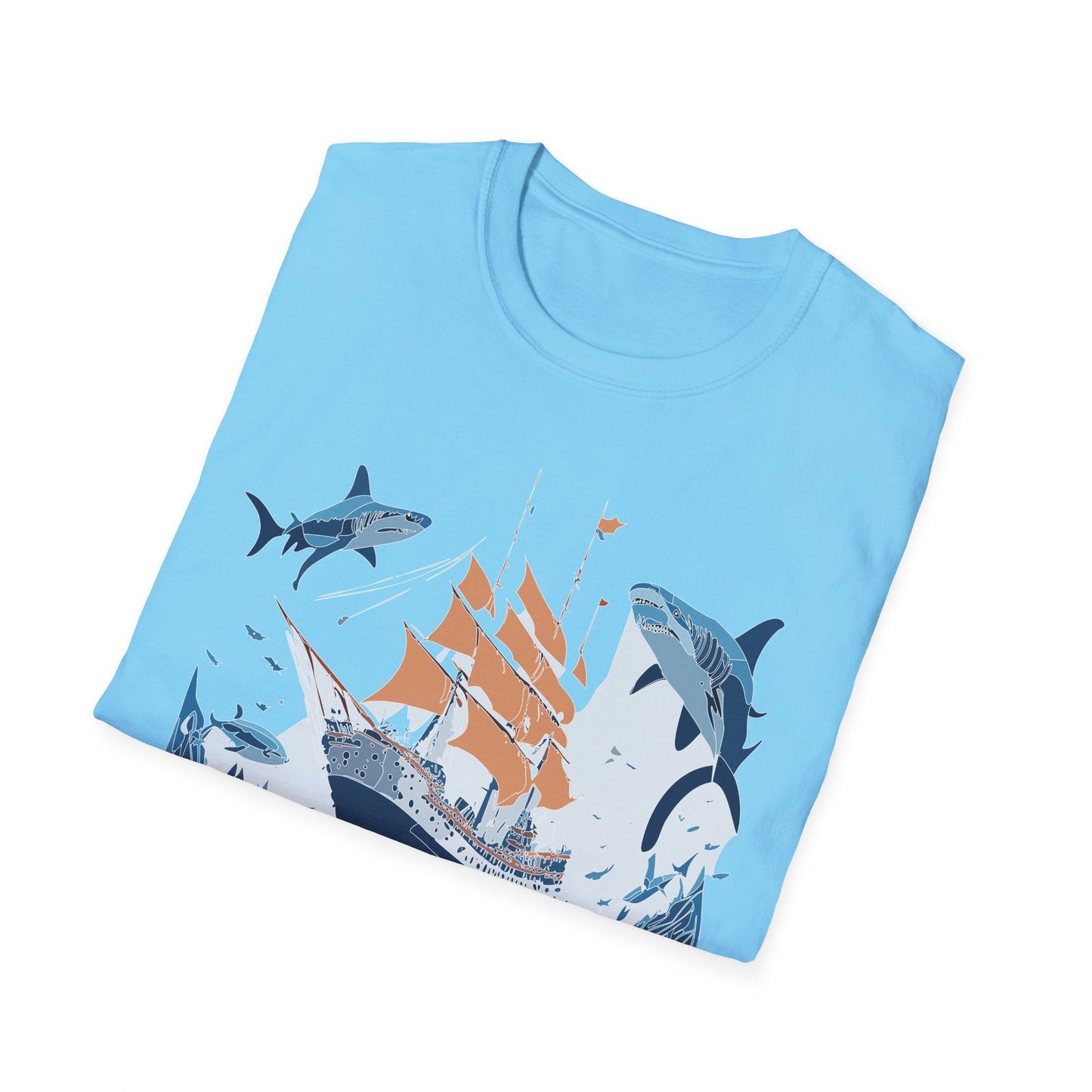 Ocean Tee Shirt Unisex Gildan Softstyle 64000 Ring Spun Cotton Art Print Graphic Ocean Design