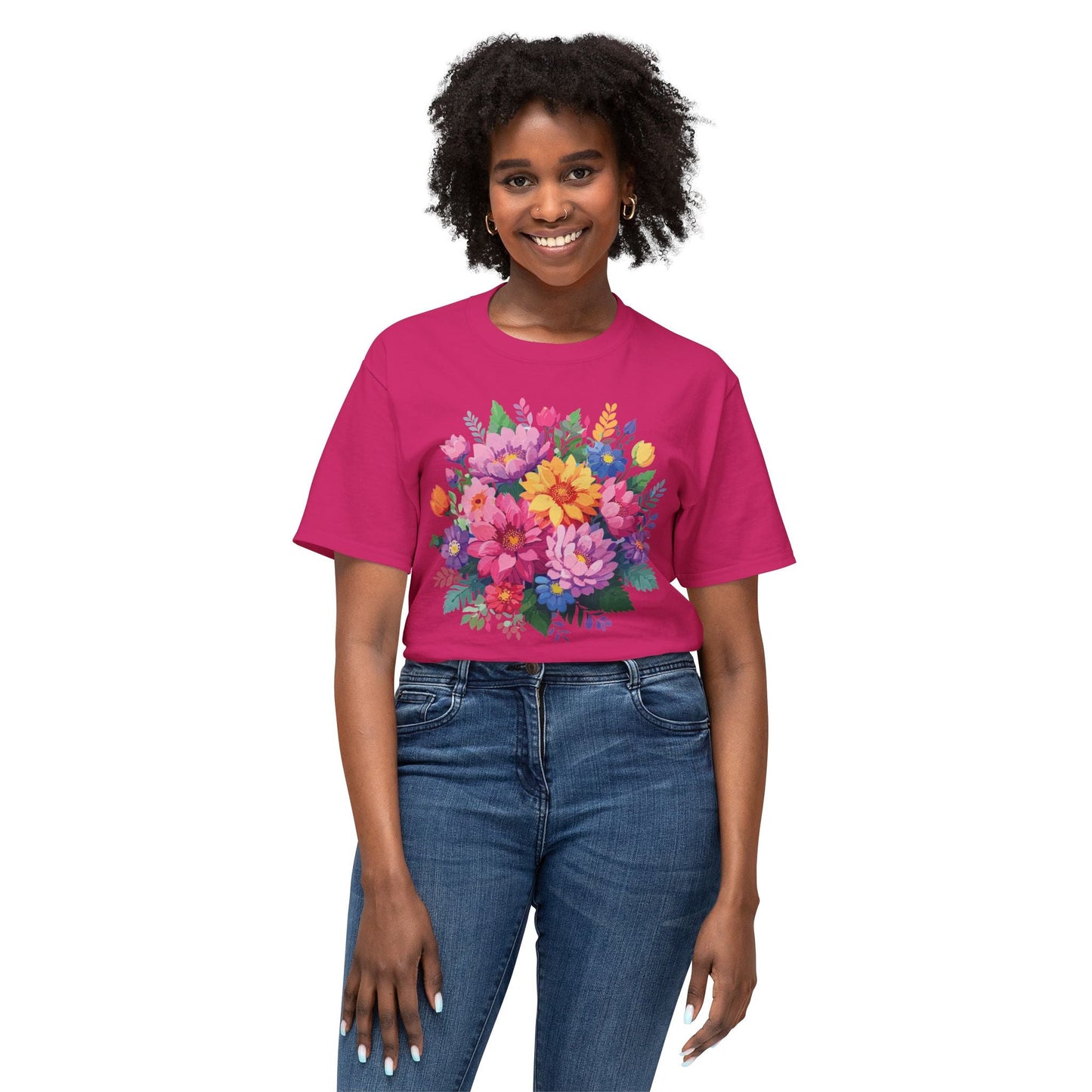 Unisex Floral T Shirt With Full Color Art Print Made In USA 100 Percent Cotton Breathable