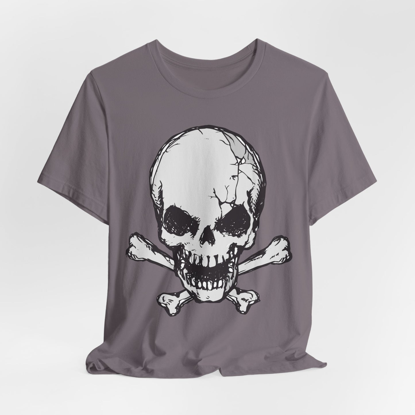 Grey Skull Graphic Design Tee, Skull Shirt, Vintage Tees, Art Design T-Shirt, Vintage Graphic Tee, Art Shirts with Skulls