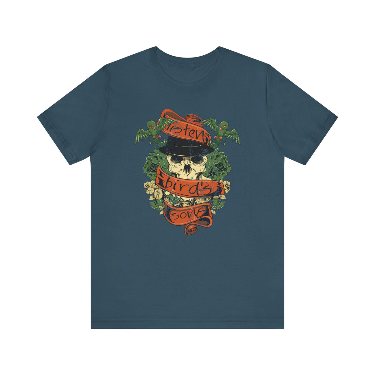 Skull with Bandana Tee Floral Vines Tattoo Style Graphic Unisex Cotton Shirt Art-38