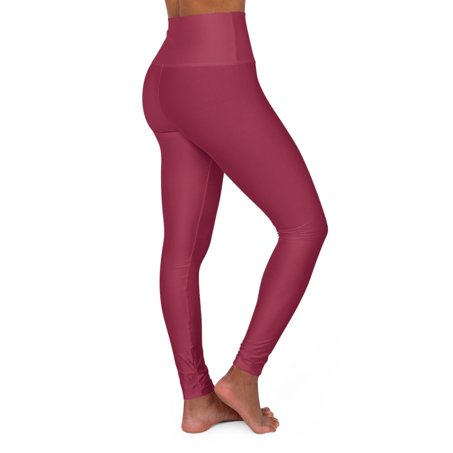 Cherry Rose Color High-Waisted Yoga Leggings, Rose Seamless Poly-Span Activewear