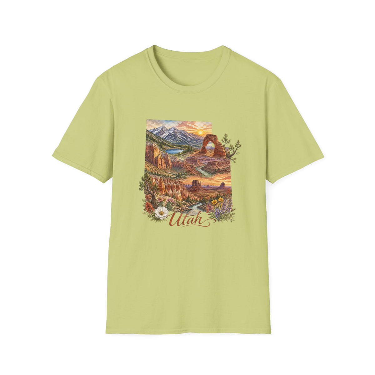 Utah Scenic T-Shirt — Vintage National Park Landscape Tee Travel Tourist Graphic Design Unisex 100 Cotton Gildan T-Shirt