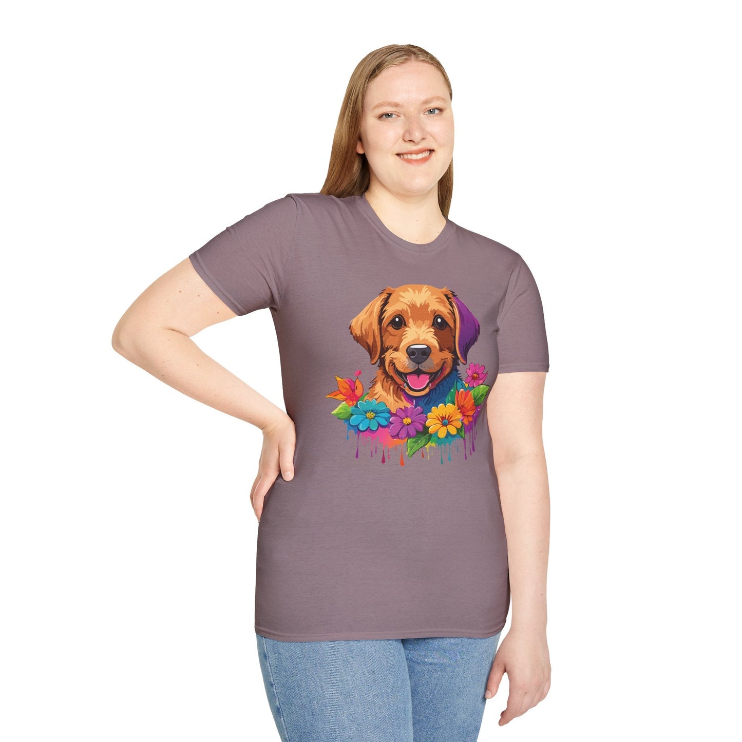 Unisex Dog Shirt With Animals Tee Softstyle Gildan 64000 Comfort Fit