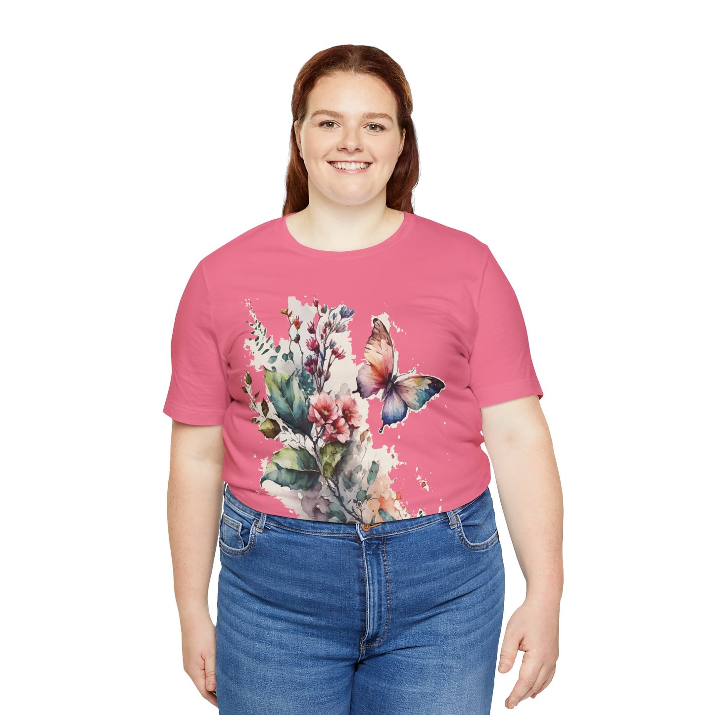 Cotton Tee Shirt with Butterfly Prints