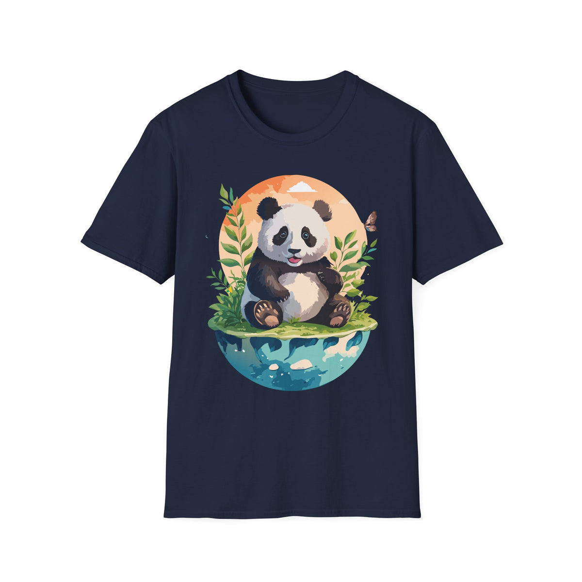 Cute Panda Illustration T-Shirt | Panda Bear Nature Scene