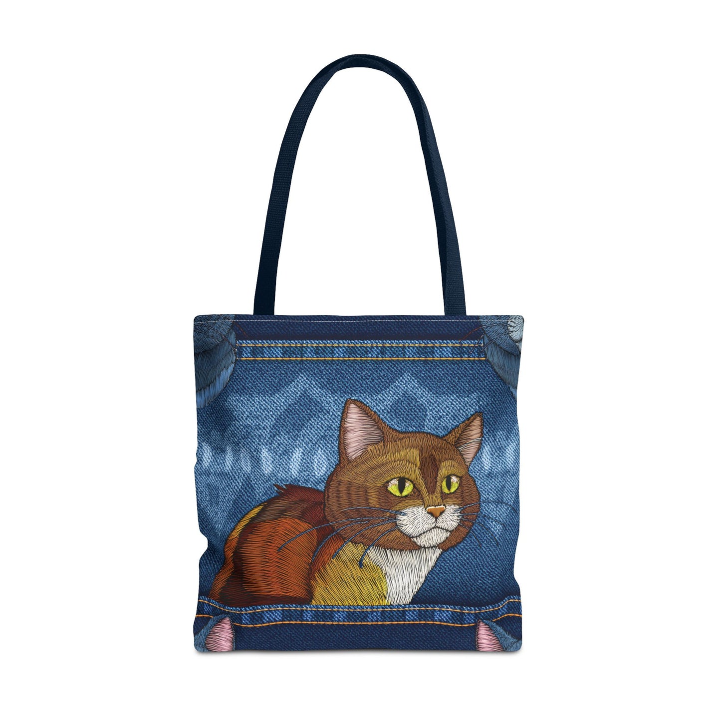 Denim Fabric Imitation Print Unisex Canvas Bag Poly Spun 3 Sizes Tote Bag 190-5