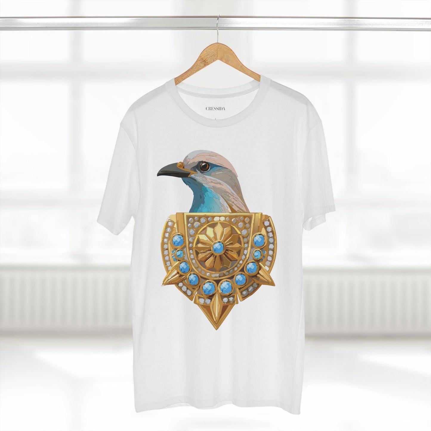 Bird Graphic Unisex 100 Cotton Tee With Unique Animal Golden Medallion Art Design 16