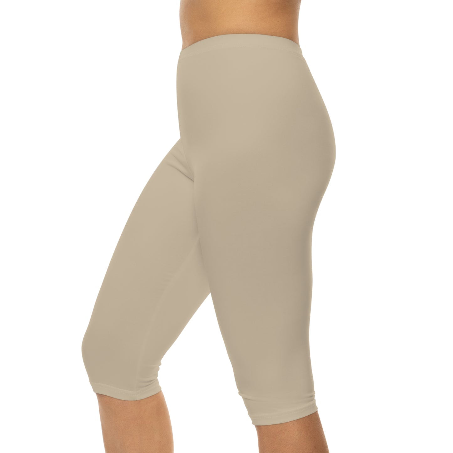 Pale Oak Color Women's Brushed Suede Poly Span Casual Capri Leggings XS-2XL