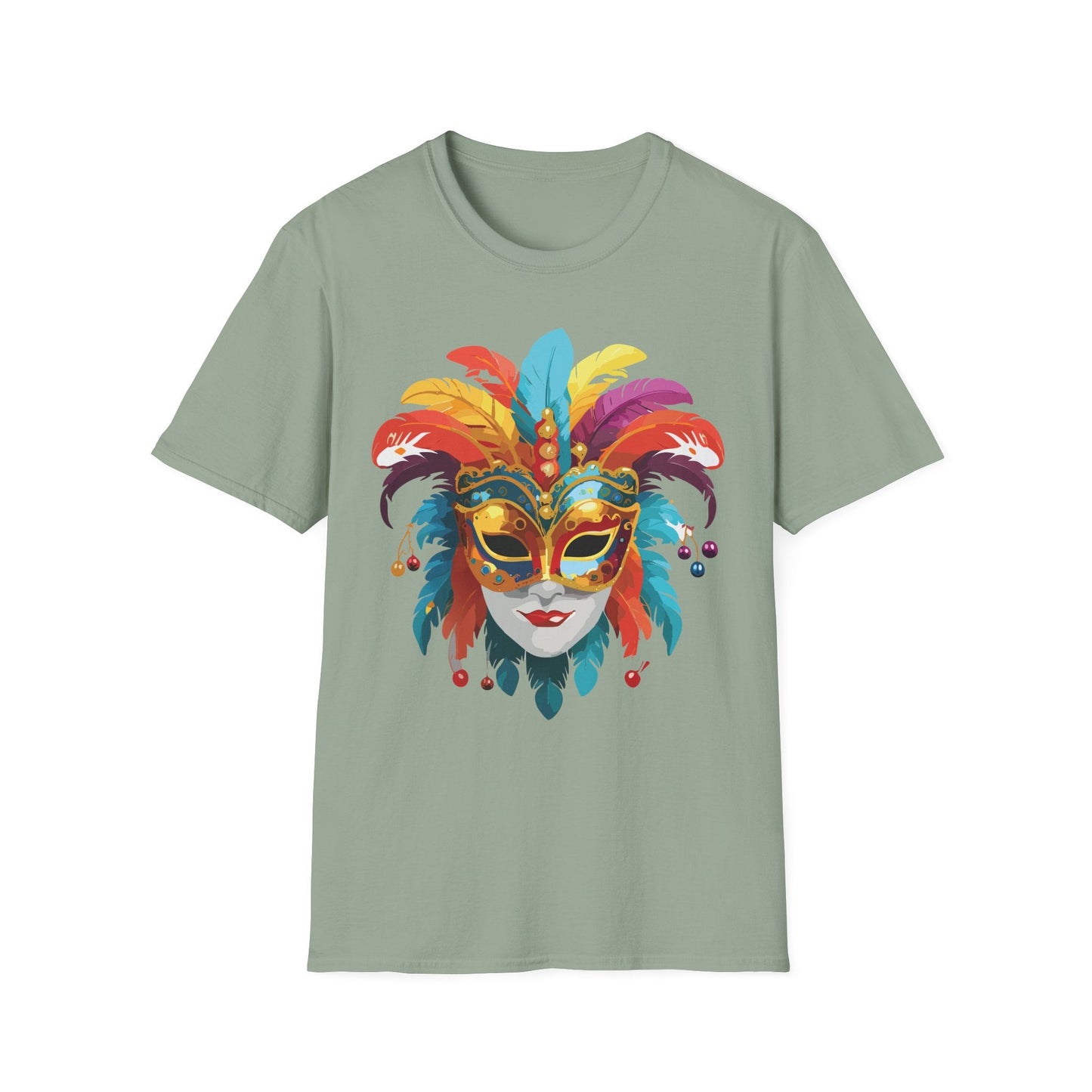 Mask Tee Shirt Unisex Masquerade Art Design Gildan Softstyle 64000 Short Sleeve Tee