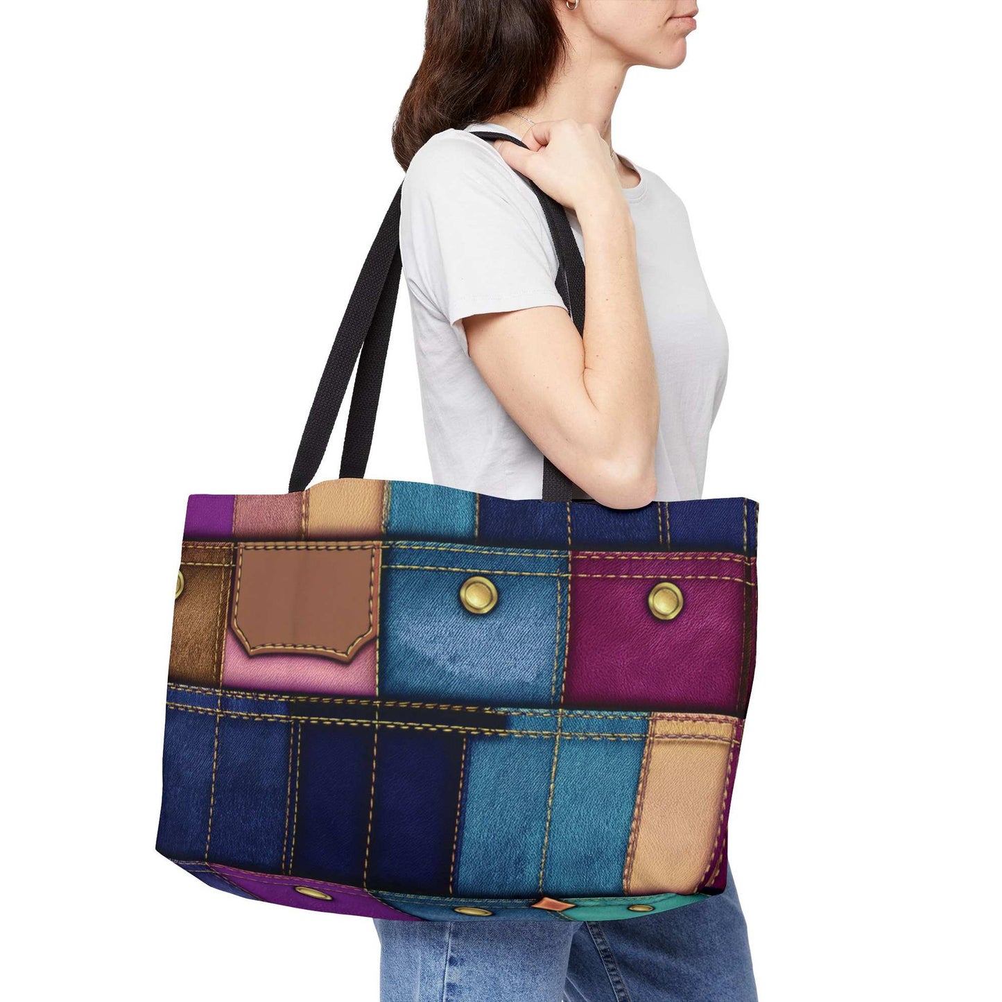 Denim Color Imitation Print Unisex  Yoga Bag  Spun Polyester 24x13 Canvas Gym Bag 35-2