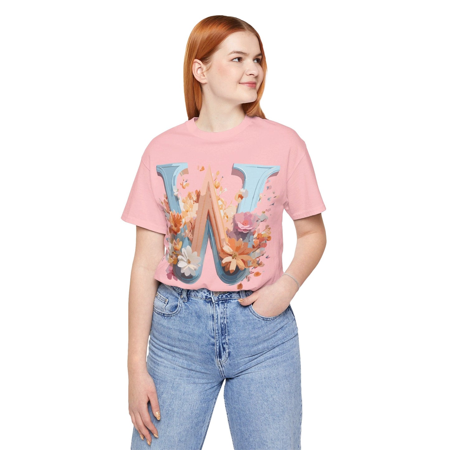 Letter W Shirt Unisex Graphic Tee Vintage Inspired Adelpha Art Design Short Sleeve