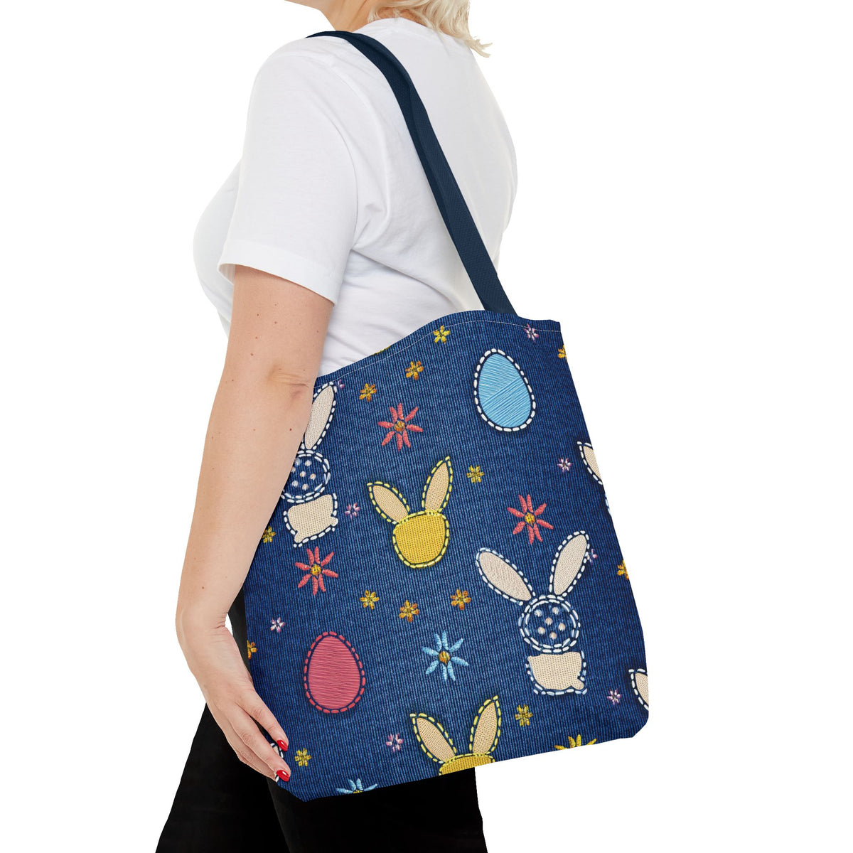 Easter Graphic Design Denim Fabric Imitation Print Unisex Canvas Bag Poly Spun 3 Sizes Tote Bag 204-5