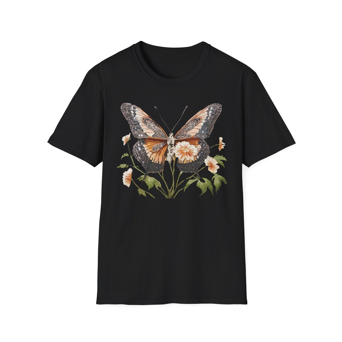 Butterfly T Shirt Unisex Softstyle Gildan 64000 Cotton Tee Monarch Print Comfort