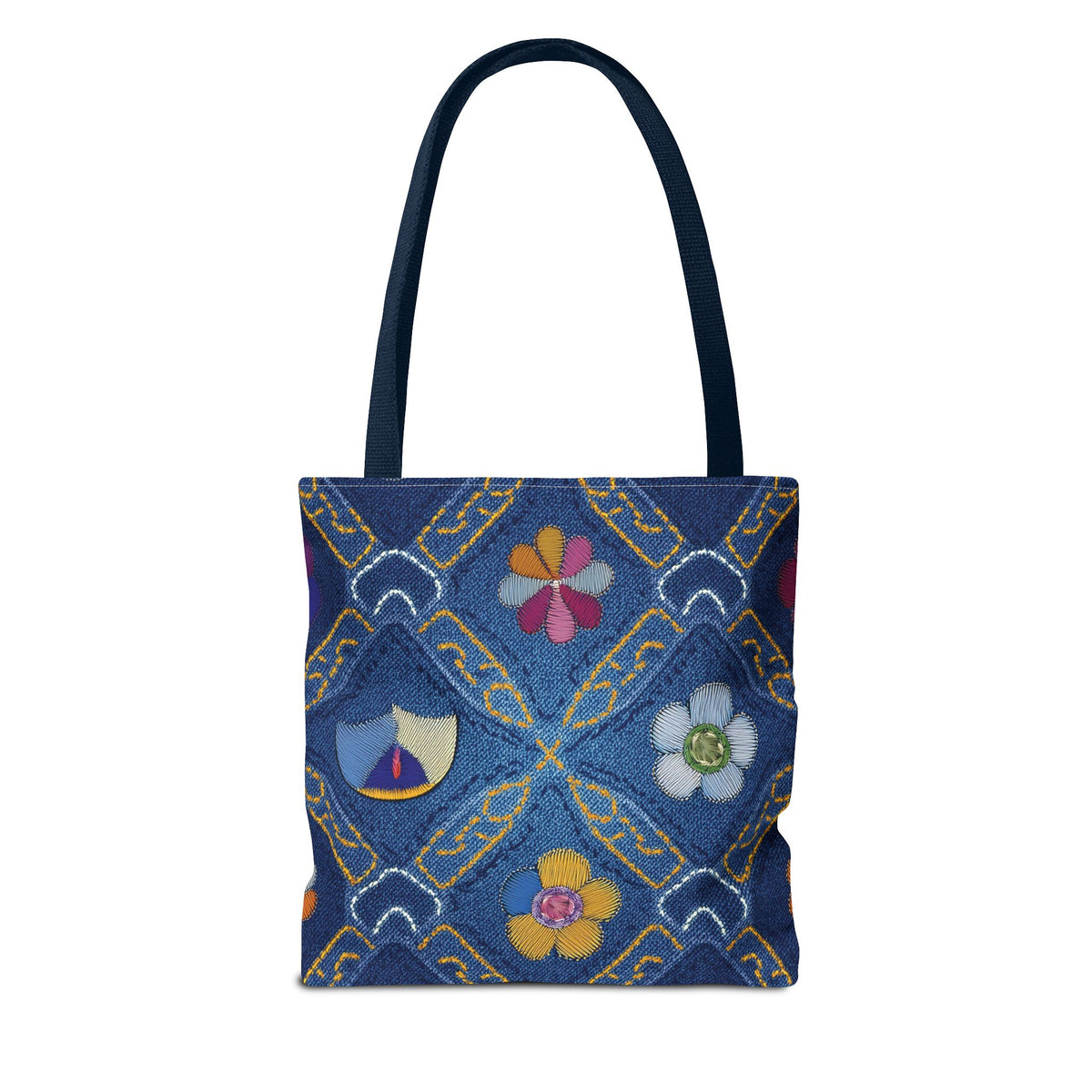 Denim Fabric Imitation Print Unisex Canvas Bag Poly Spun 3 Sizes Tote Bag 159-13