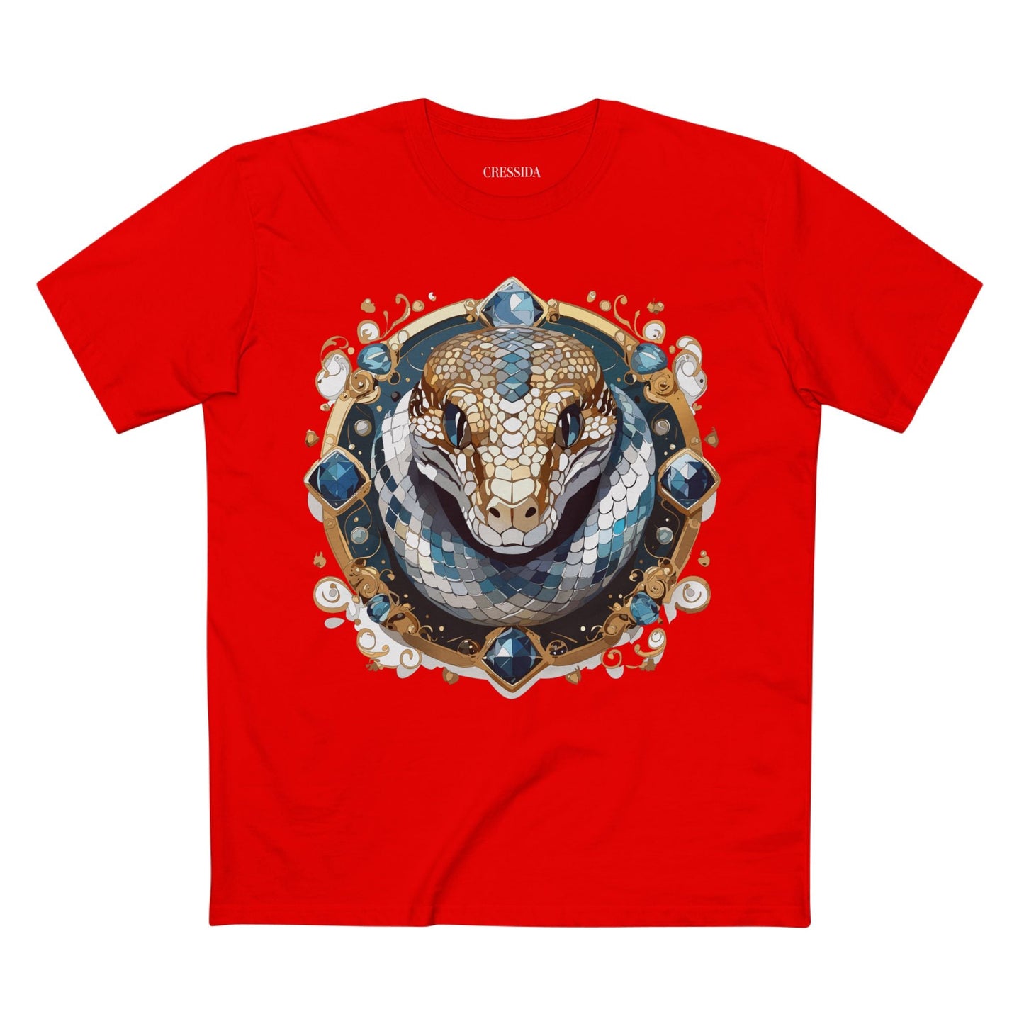 Snake Graphic Unisex 100 Cotton Tee With Unique Animal Golden Medallion Art Design 42