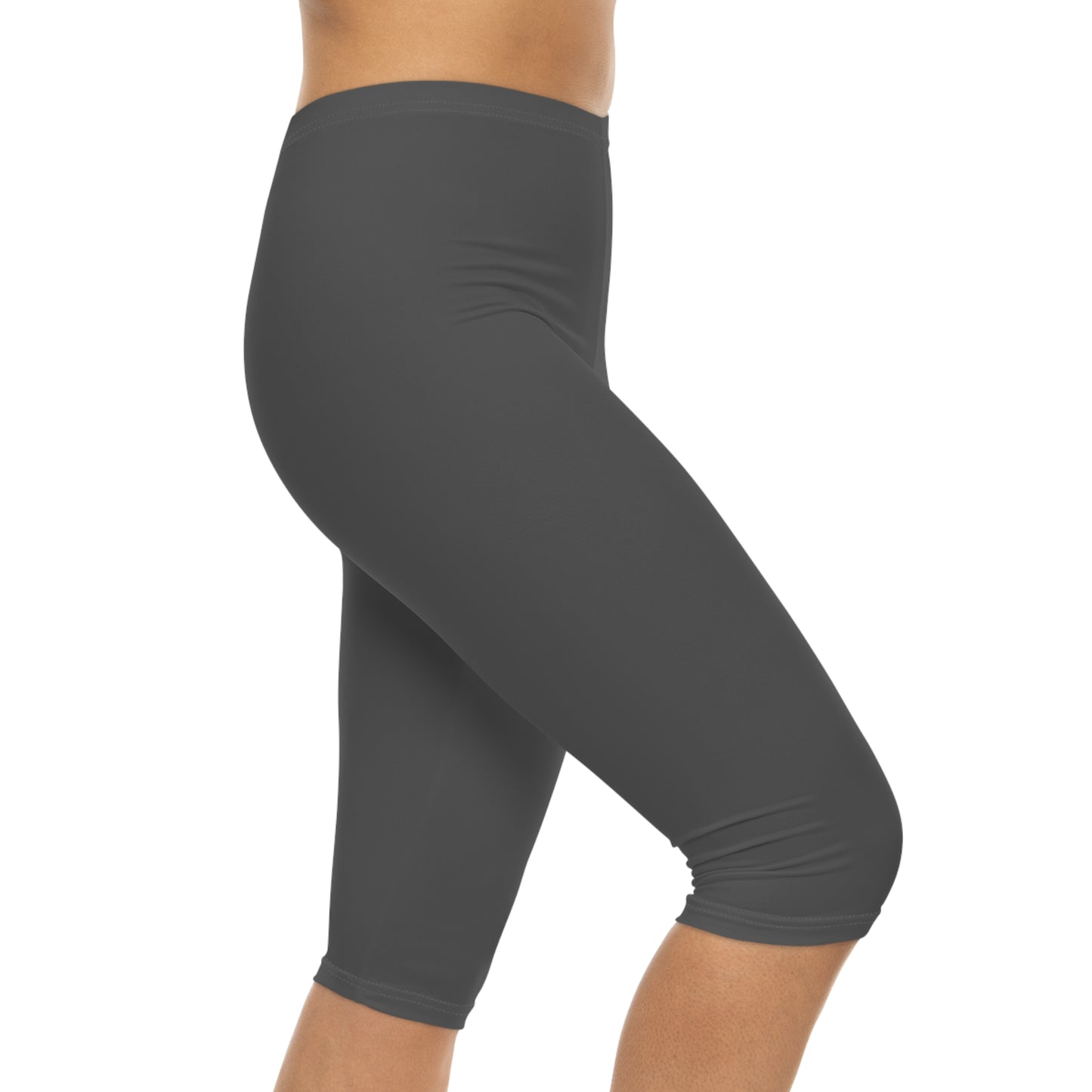 Charcoal Color Women's Brushed Suede Poly Span Casual Capri Leggings XS-2XL