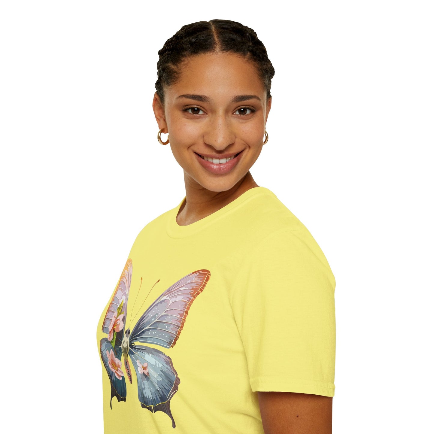 Butterfly Print T Shirt For Men Women Unisex Monarch Design Softstyle Cotton Tee