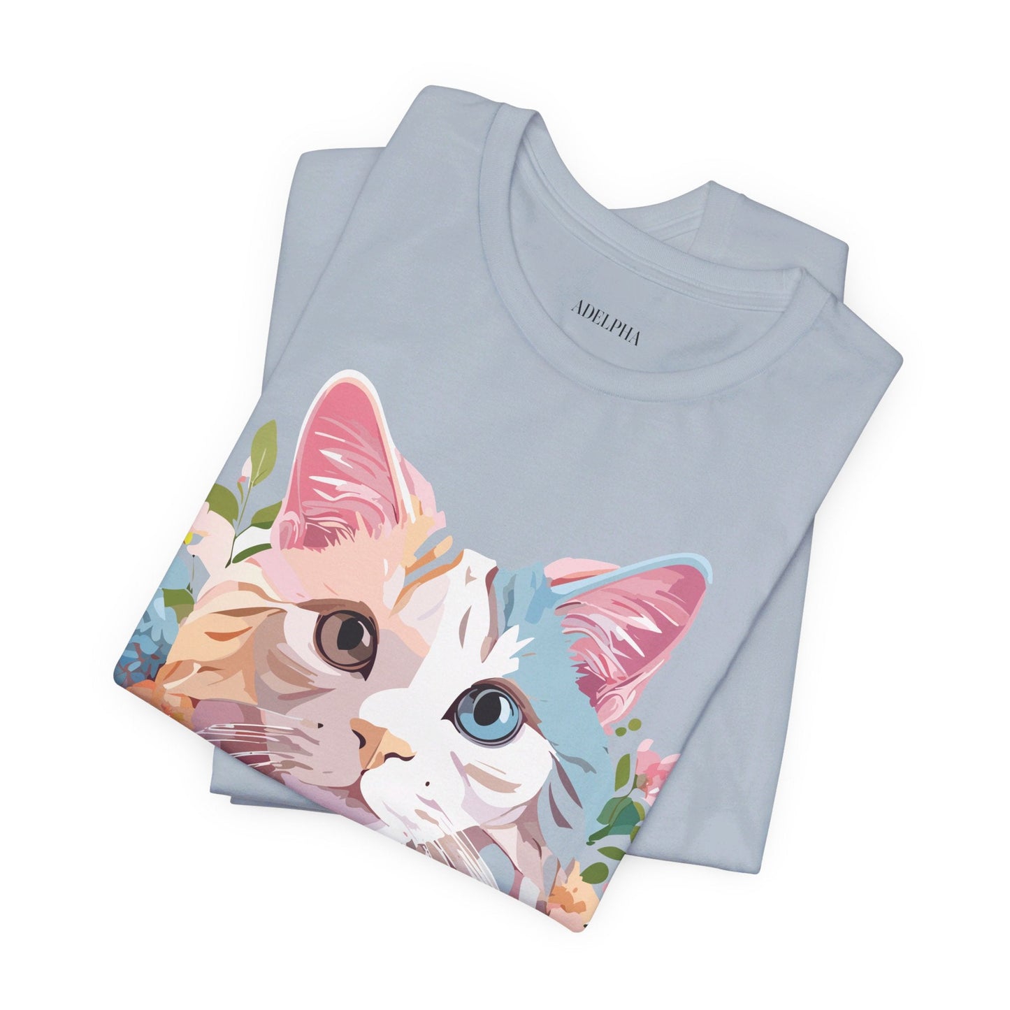 Cat Graphic Tee Unisex Short Sleeve Shirt With Adelpha Artwork