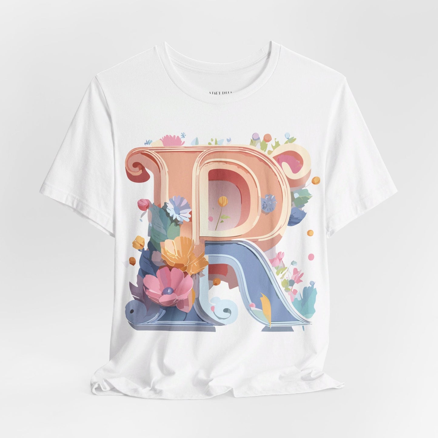 Letter R  Graphic Tee Unisex Short Sleeve Vintage Art Design Tee
