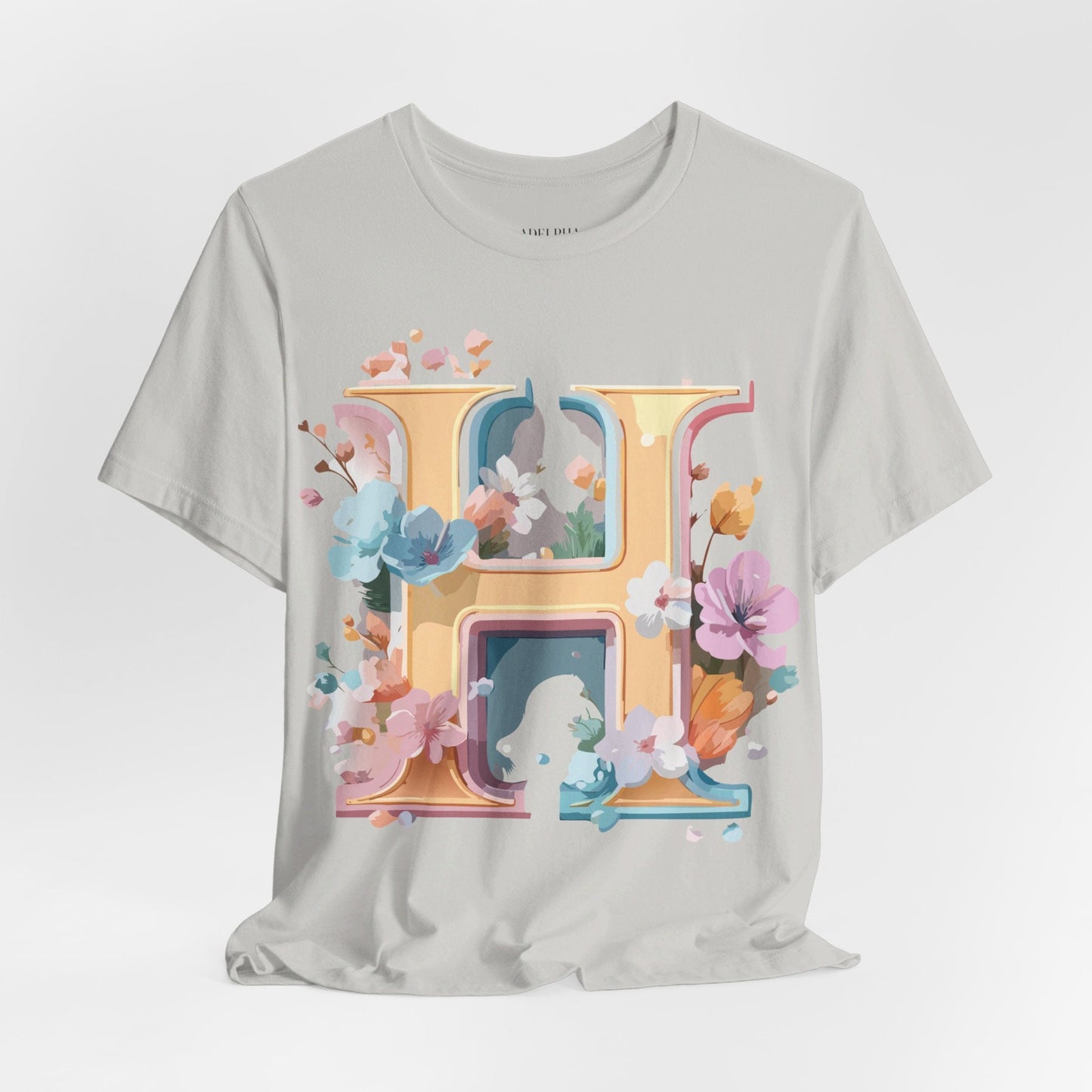 Adelpha Letter H Graphic Tee Unisex Jersey Short Sleeve Vintage Inspired Art Design Shirt