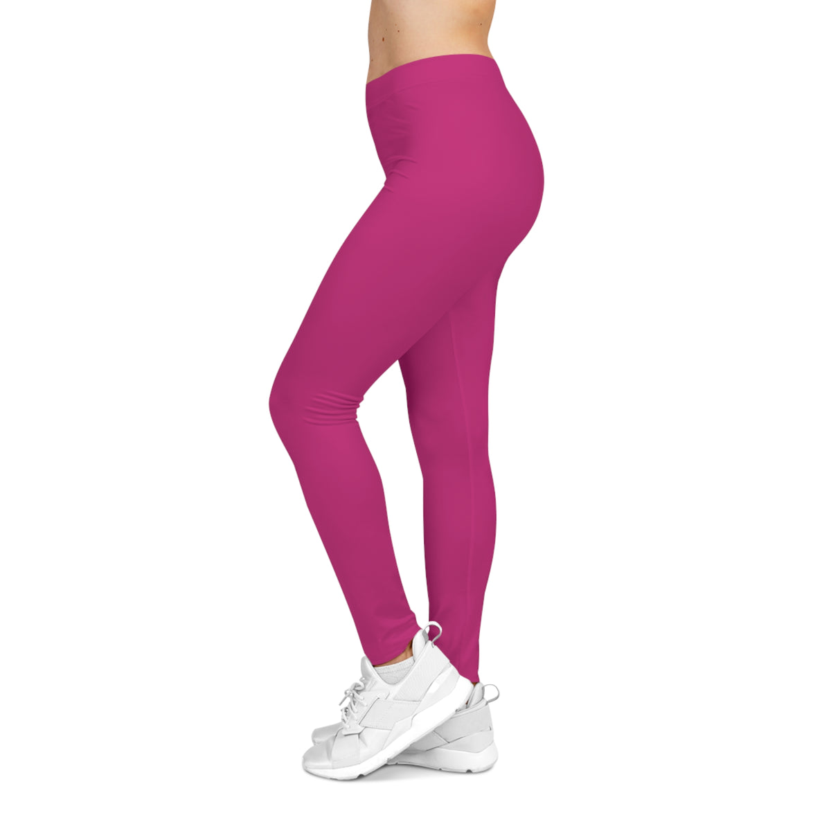 Hot Rose Pink Color Women's Poly-Span Casual Leggings XS-2XL