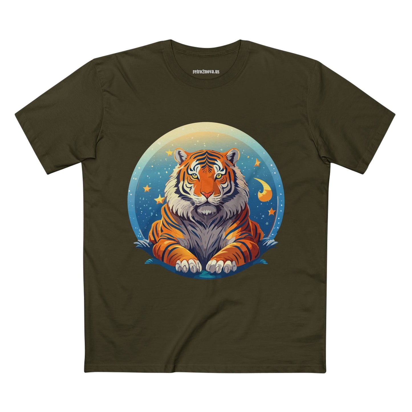 Tiger Animal Shirt Unisex Premium Cotton Tee With Original Art Design By Retro2Nova Soft Comfortable Everyday Wear