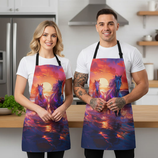 Horse 100% Polyester Stain-resistant 31.5 x 25.6  Art Print Canvas Apron 1