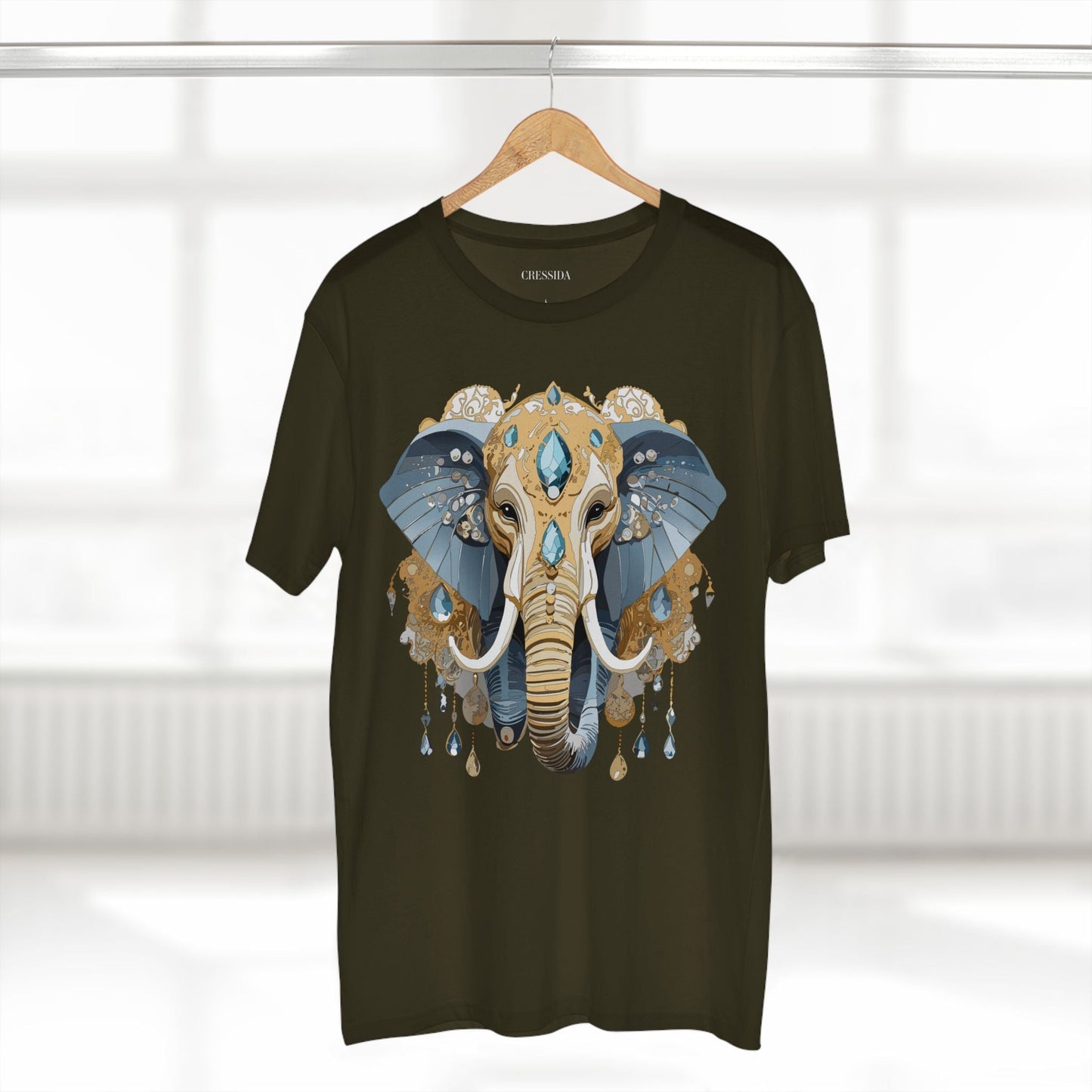 Elephant Graphic Unisex 100 Cotton Tee With Unique Animal Golden Medallion Art Design 35