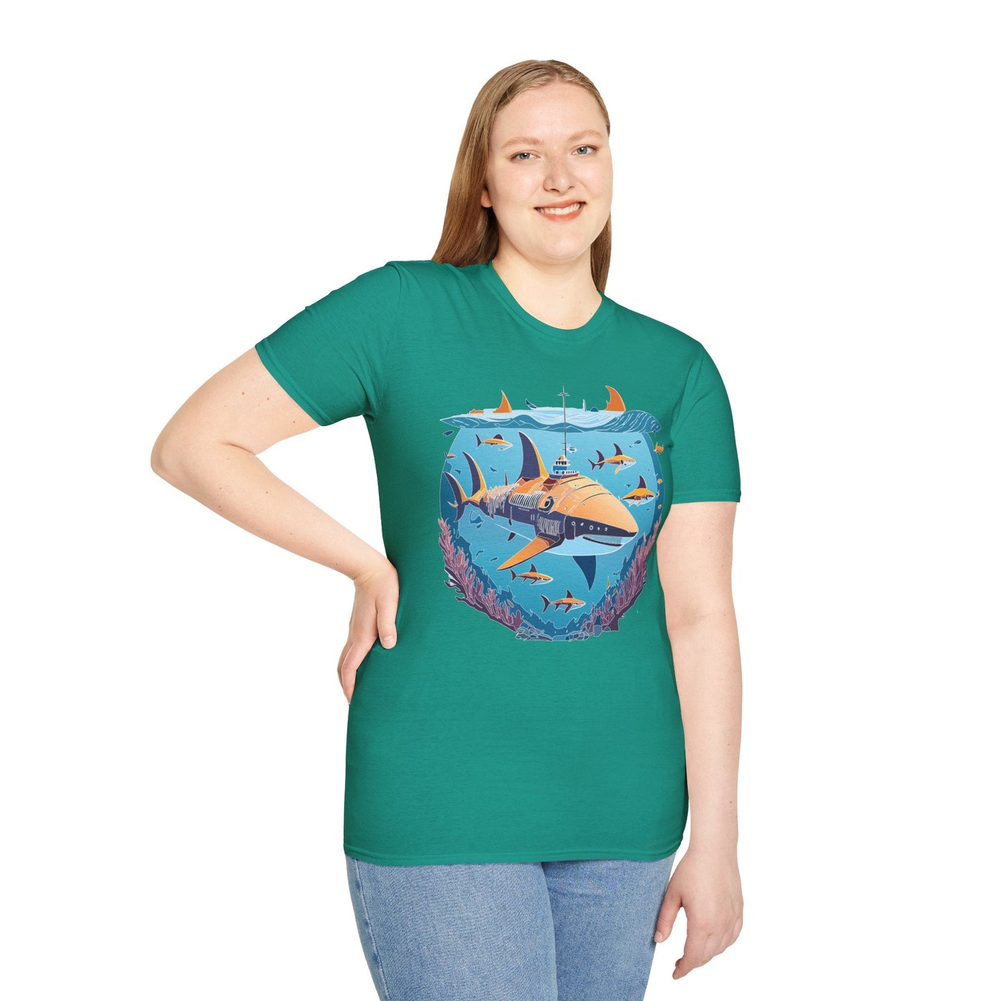Ocean Tee Shirt Unisex Softstyle Cotton Tee 4.5 Oz Lightweight U Boat Theme Design