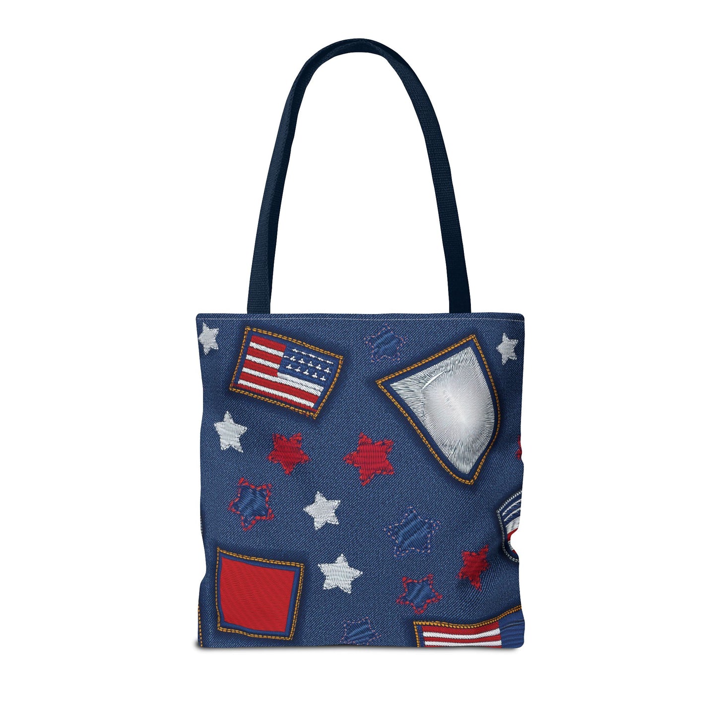 4th of July Graphic Denim Fabric Imitation Print Unisex Canvas Bag Poly Spun 3 Sizes Tote Bag 200-8