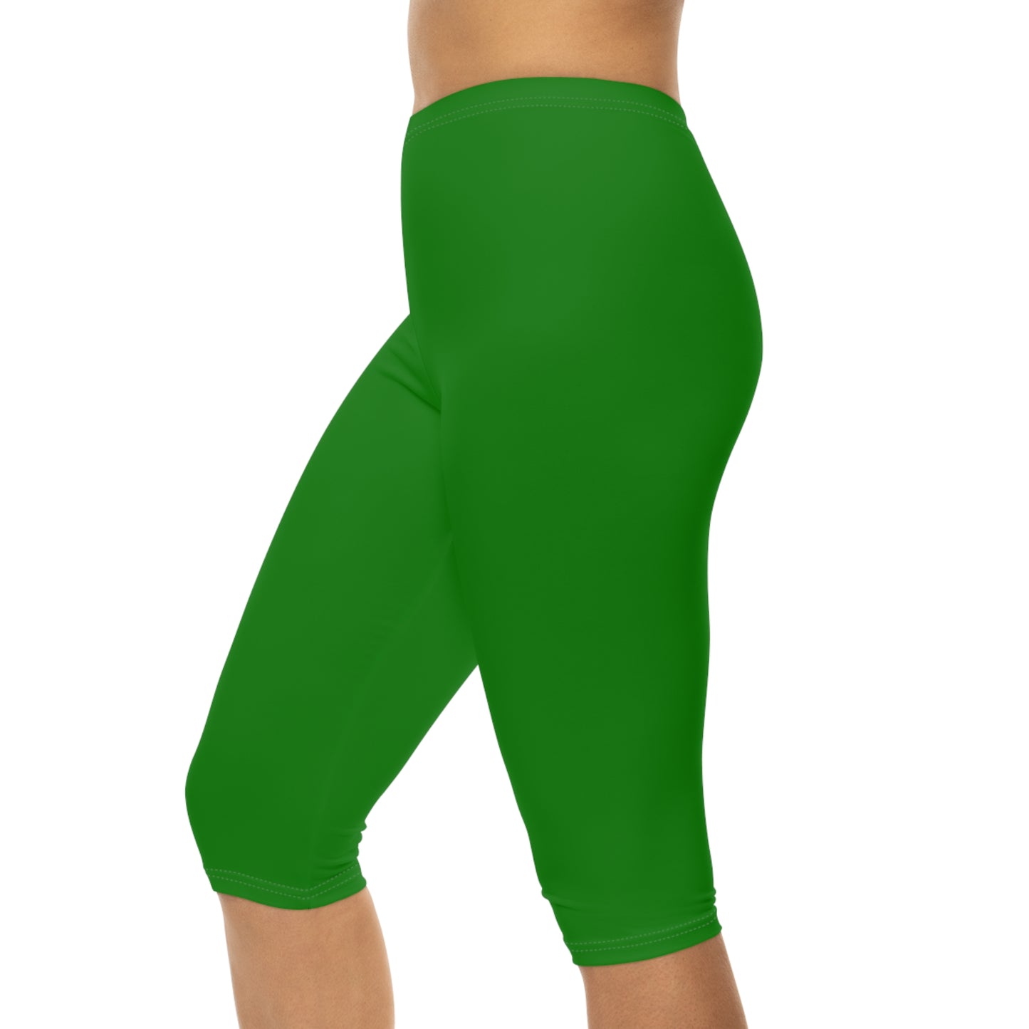 India Green Color Women's Brushed Suede Poly Span Casual Capri Leggings XS-2XL
