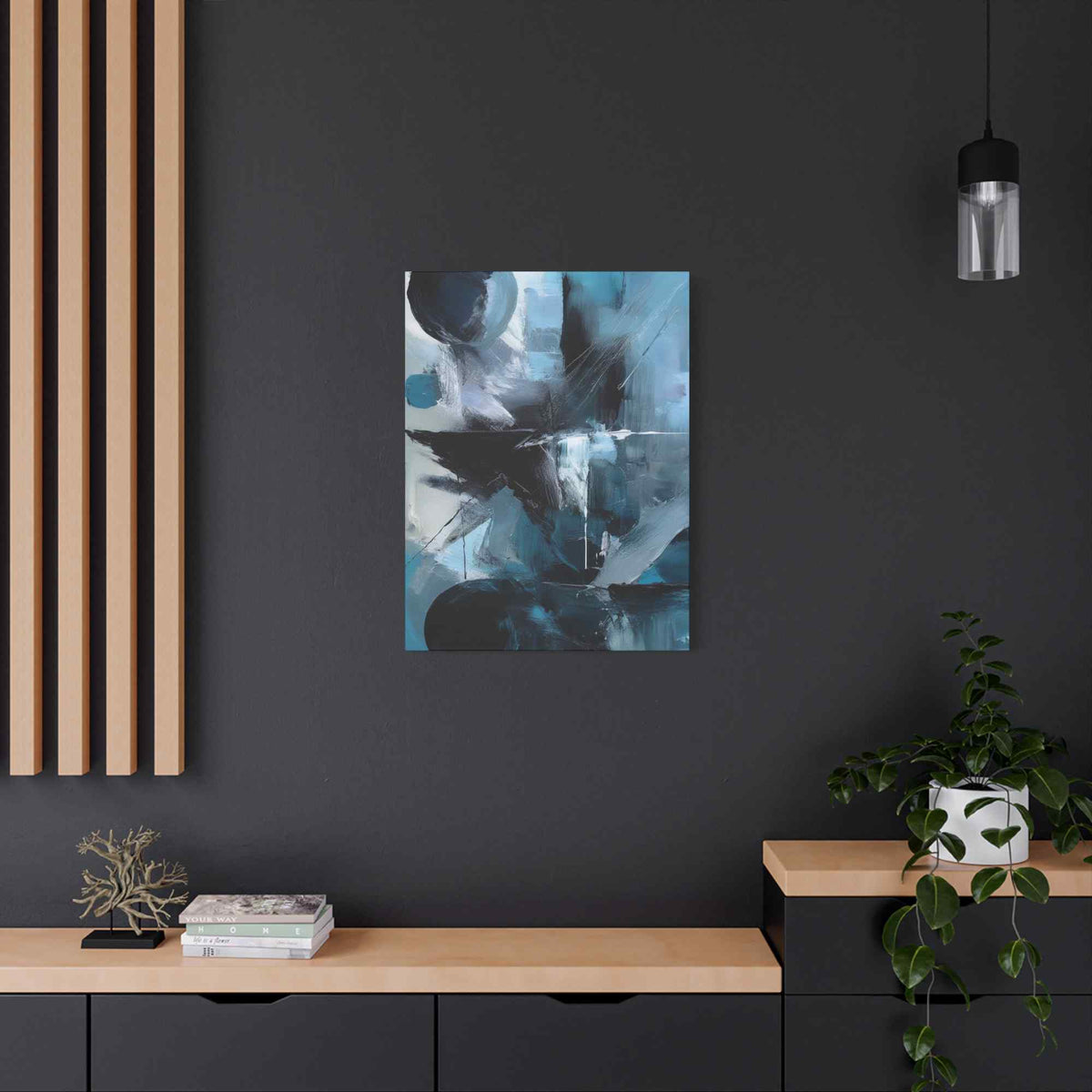 Blue Abstract Painting Print Canvas 20x24,20x30,24x30, 24x32,24x36,30x40, 32x48,36x48,40x60 Pine-Wood Inner Frame ABS-29