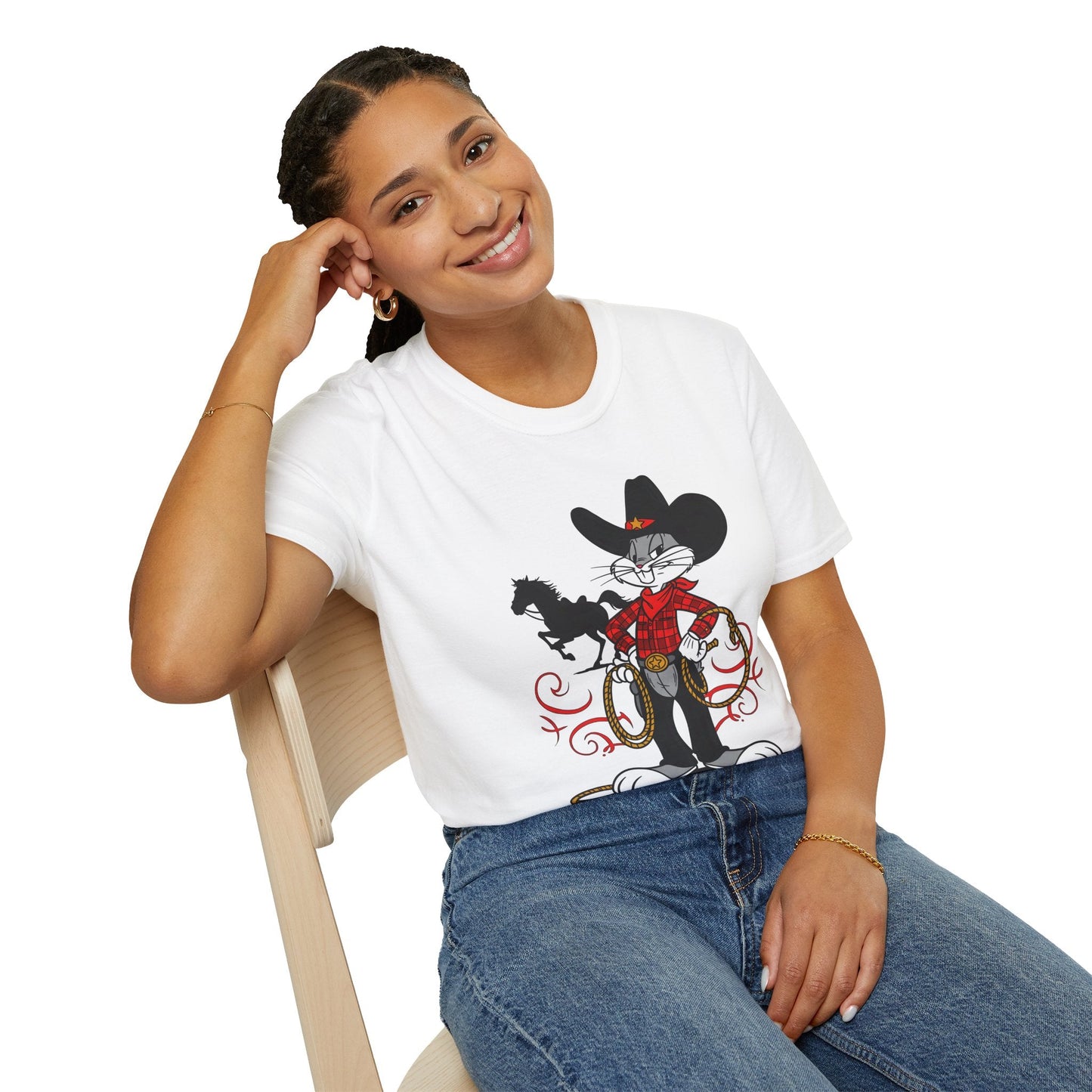 Bugs Bunny T Shirt Unisex Cartoon Tee Softstyle 64000 100 Percent Ring Spun Cotton
