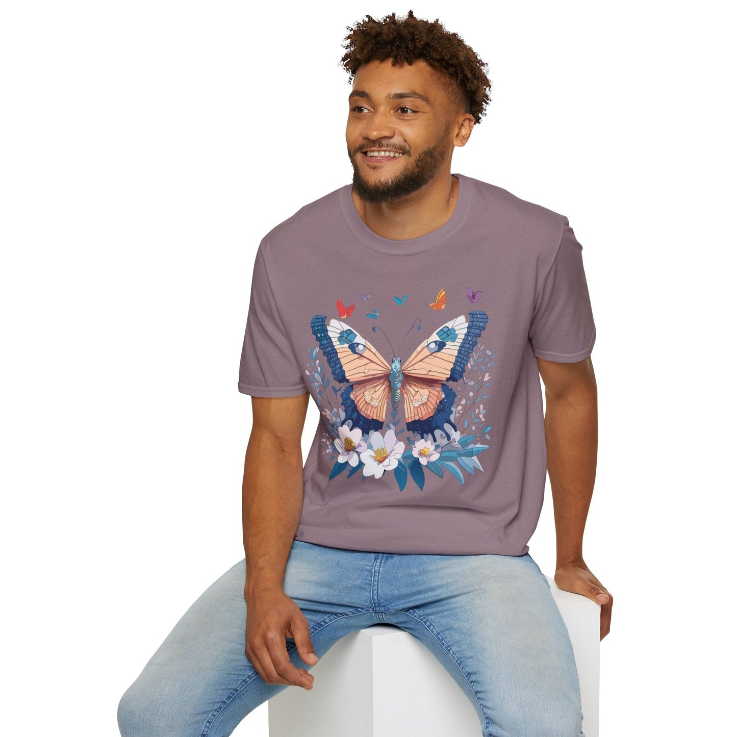 Unisex Butterfly Shirt Monarch Design Gildan Softstyle 64000 Short Sleeve Tee For Men And Women