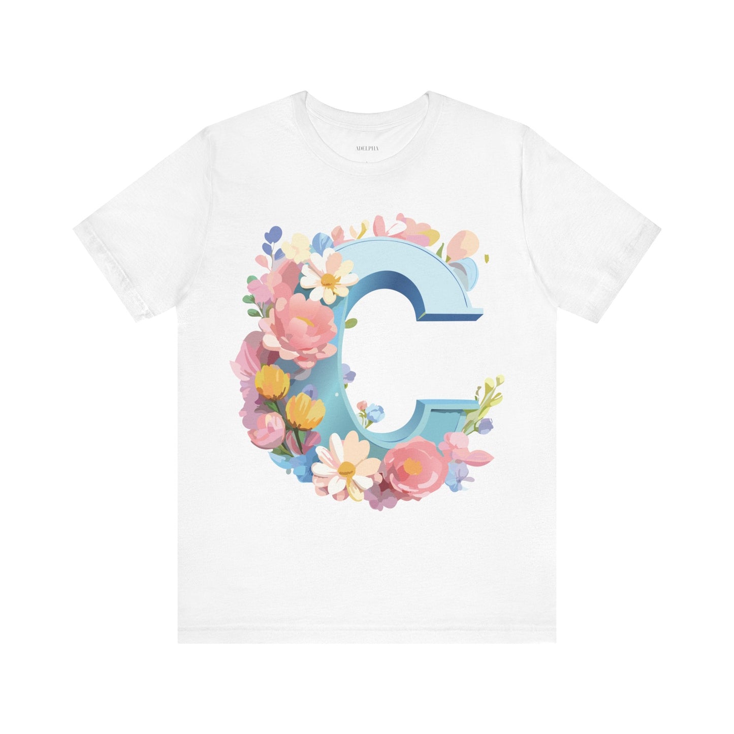 Letter C Shirt Graphic Tee Unisex Short Sleeve Vintage Art Adelpha Premium Quality
