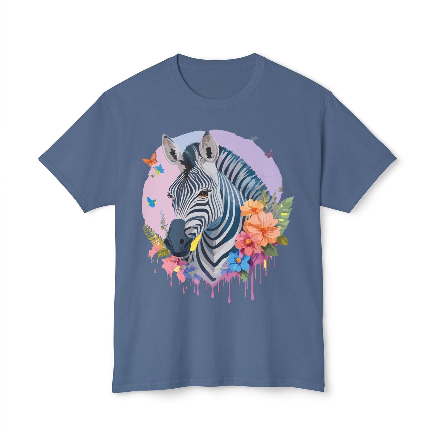 Unisex Zebra T Shirt With Art Print HD Cotton Vintage Zebra Tee Floral Design Graphic Tee