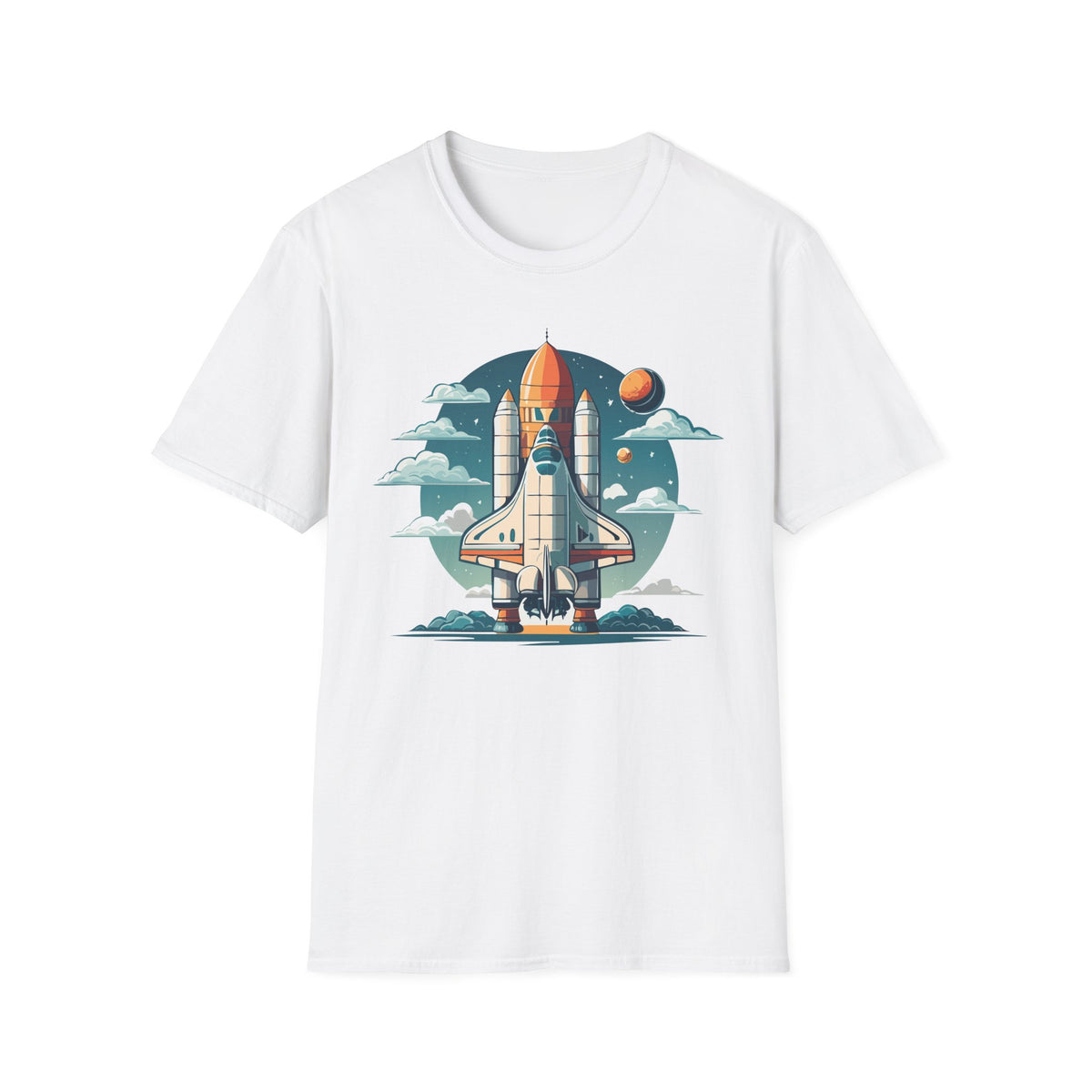 Retro Space Shuttle Illustration T-Shirt | Rocket Launch Graphic Design Unisex 100 Cotton Gildan T-Shirt