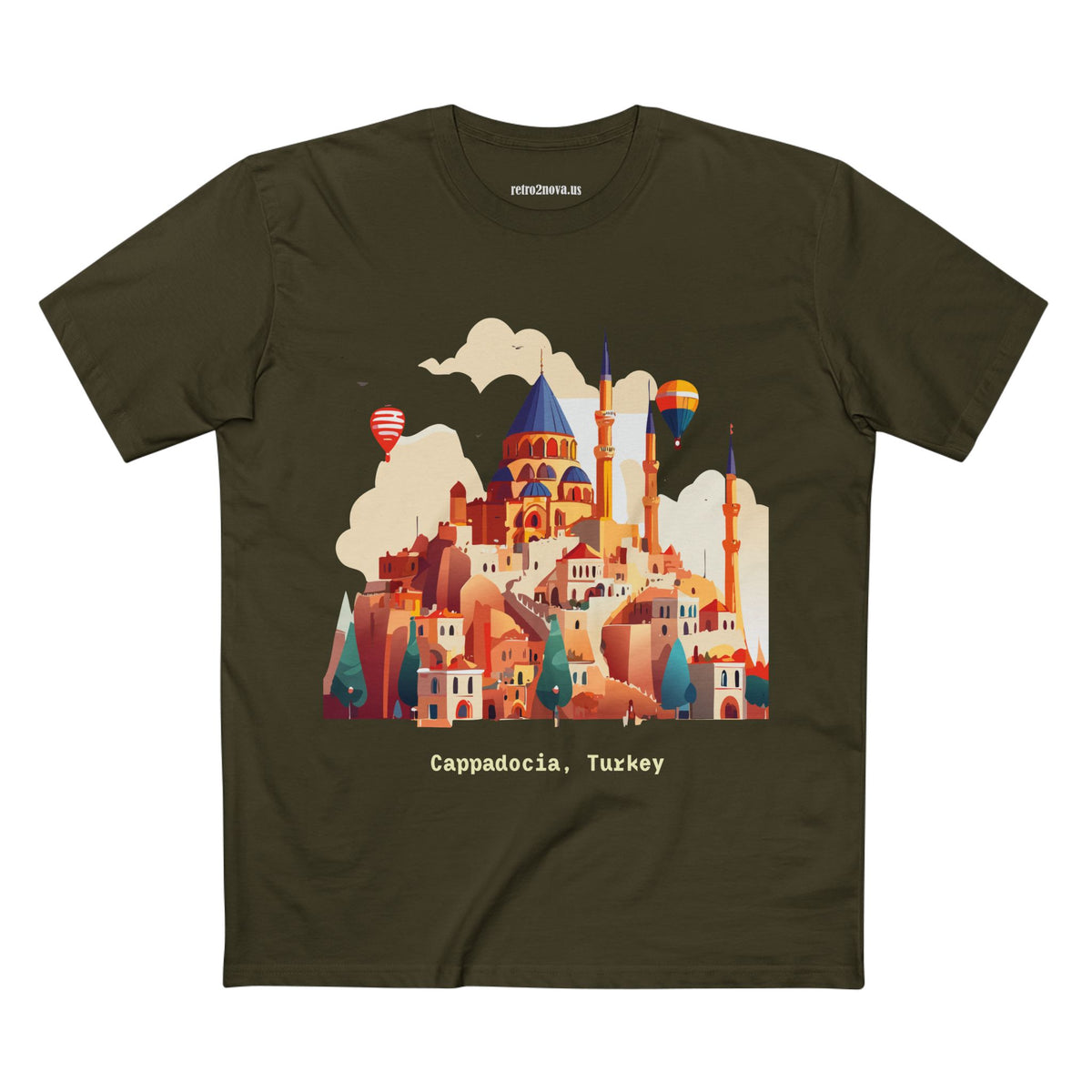 Cappadocia Turkey Illustration T-Shirt | Hot Air Balloons, Skyline