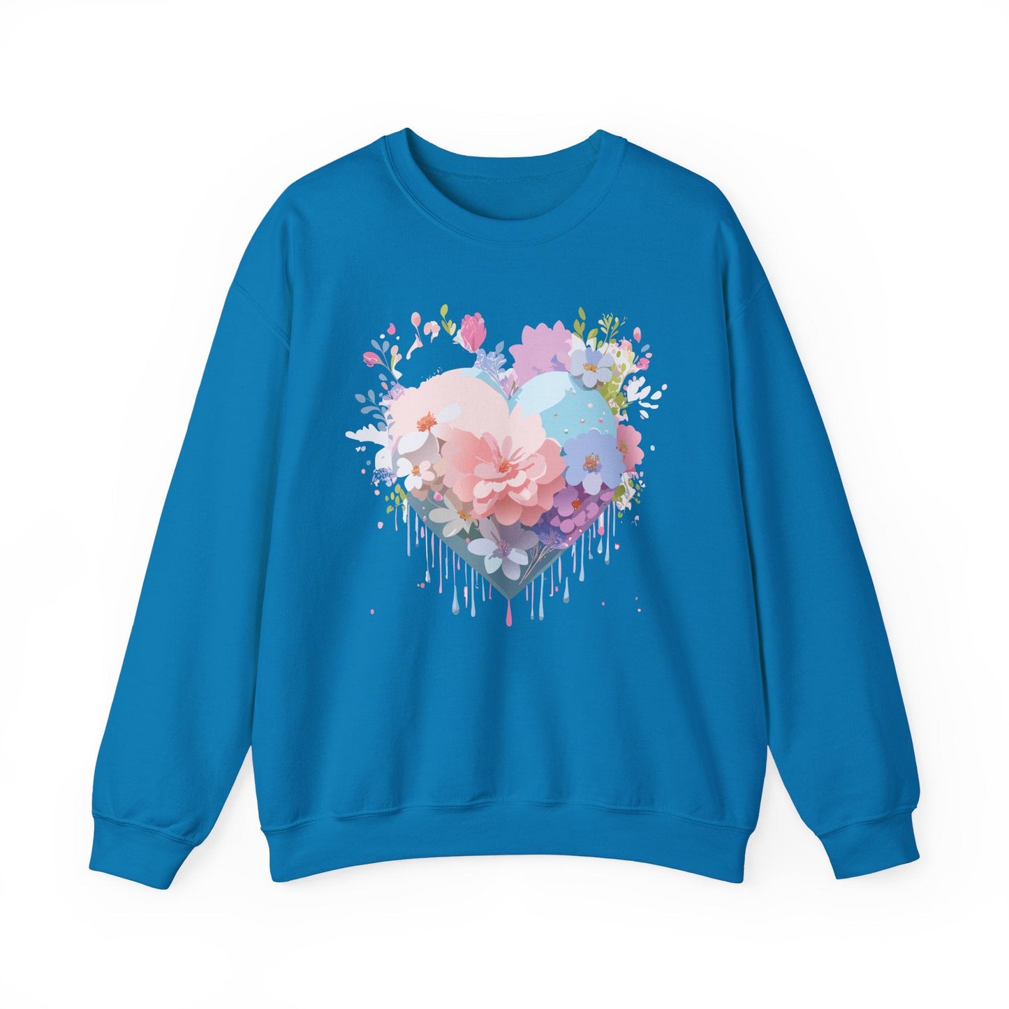 Floral Heart Sweatshirt Unisex Heavy Blend Crewneck Valentines Day Floral Love Cozy
