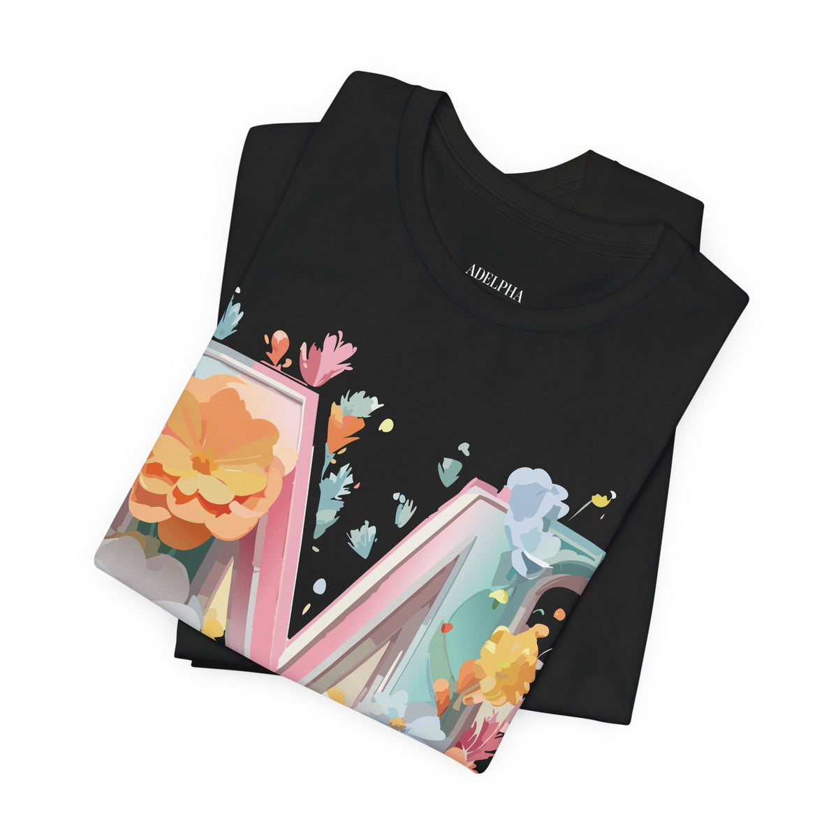 Letter M Graphic Unisex Cotton Bella+Canvas Tee with Art Letter Design