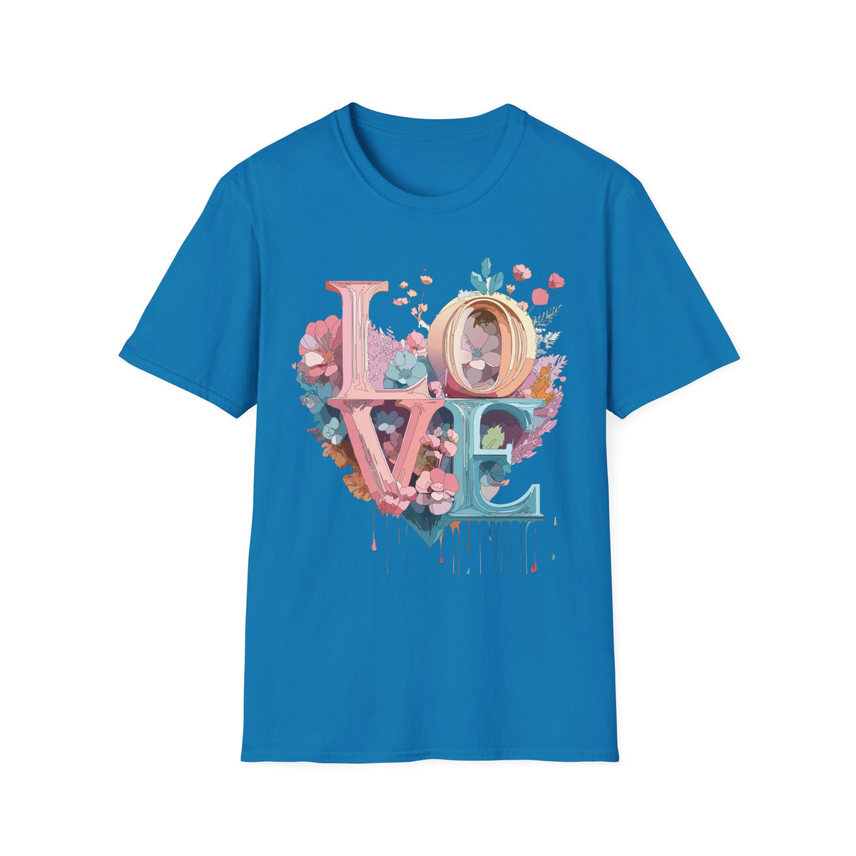 Floral LOVE typography T-Shirt | Pastel botanical letters tee