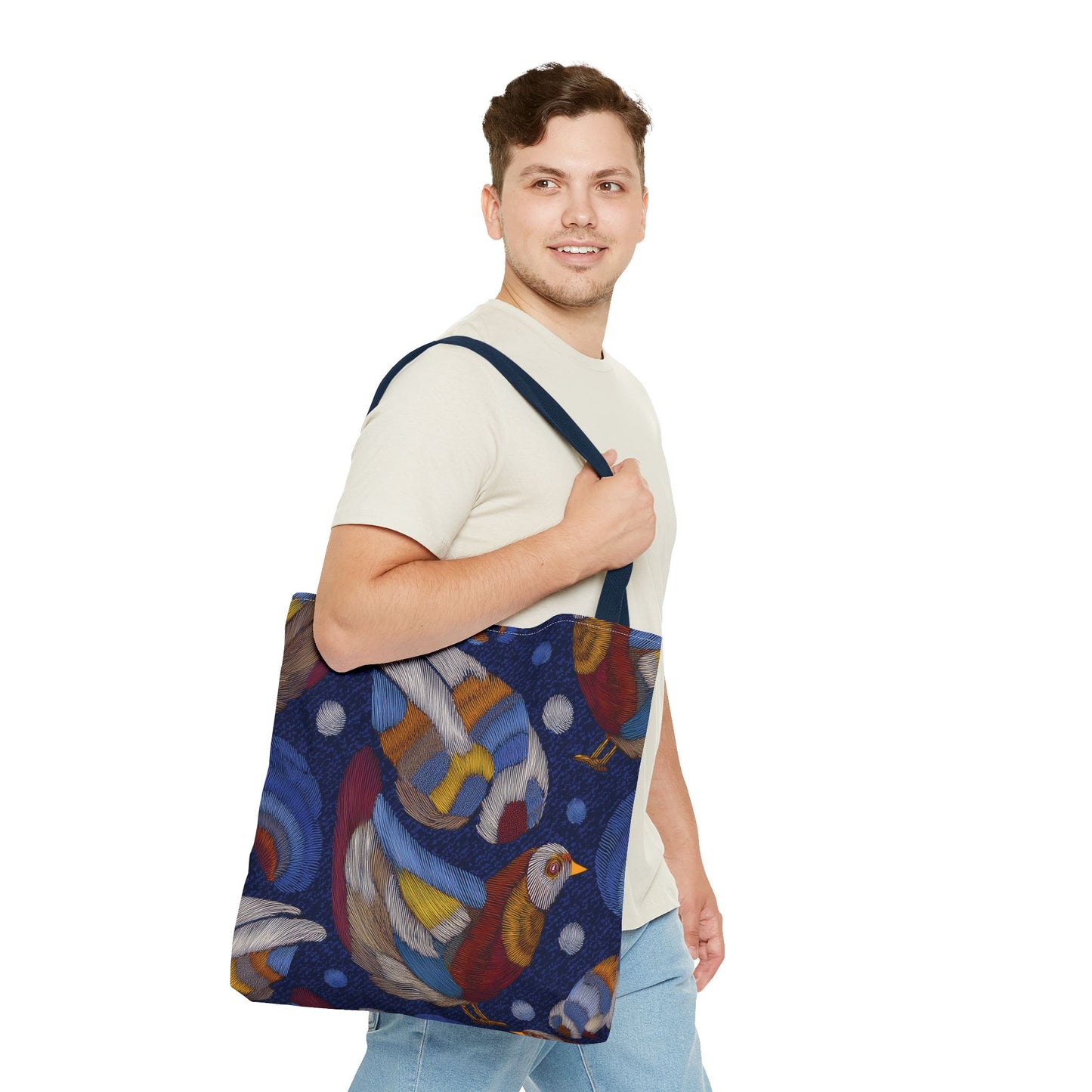 Denim Fabric Imitation Print Unisex Canvas Bag Poly Spun 3 Sizes Tote Bag 194-9