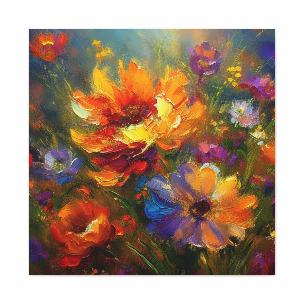 Flowers Print Canvas, Floral Oil Paint Print 20x20, 24x24, 30x30, 32x32, 36x36, Floral Art Design Print Non-Frame MC-15