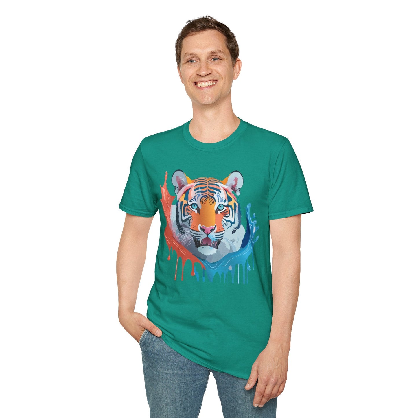 Unisex Tiger Tee Gildan Softstyle Animal Print Shirt Ring Spun Cotton